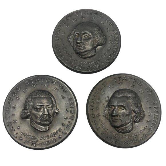 Bicentennial Empire Pewter Plaques Set Fred Press USA Presidents Founding Father - Picture 1 of 7